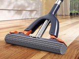 Sponge Mop with Roller Wringer Self Squeezing Floor Cleaner No Hand Contact Thickened Rubber Head V1189-LWWAL-20260401-05765