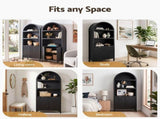 Artiss Buffet Sideboard Cabinet Pantry 180CM Arched Storage Bookshelf Black FUR-Z-SID180-ARCH-BK-AB