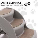 Furtastic Foldable Pet Stairs In Grey - 38cm Dog Ladder Cat Ramp PTS-EJE-434-GY