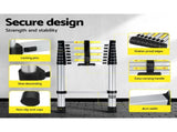 Giantz 2.6M Telescopic Ladder Aluminium Extension Extendable Steps Adjustable Height LD-TLCP-ALU-S-2.6M