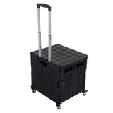Collapsible Utility Rolling Crate Swivel Casters PP Strong with Telescopic Handle Lid Storage V1294-YM0901-3117230195711