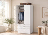Artiss Wardrobe Cabinet Bedroom Clothes Storage Organiser Cupboard 3 Drawers Shelf Hanging Rod FUR-V-WR02-WH-AB