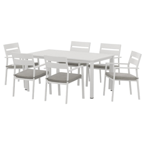 Gardeon Outdoor Dining Set 7 Piece Aluminum Table Chairs Setting White FF-DINING-7CLS-WH-AB