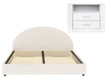 Artiss Queen Bed Frame with Storage and Bedside Table Set Boucle Fabric Gas Lift Bed Base 2-Drawer BFRAME-SET-ELLA-SIDE-SHELF