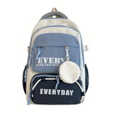 Color-Block Multi-Functional Backpack Letter Print, Large Capacity & Splash-Resistant, Main V1232-SJB-PS-003