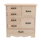 Beige Solid Wood Multi Drawer Organizer Box for Jewelry Beads and Craft Supplies with Portable V1366-AZ2-W-13856