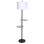 Sarantino Metal Floor Lamp Shade Black Post in Marble Finish Shelves LMP-MLM-647-02