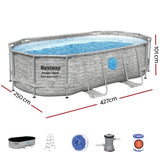 Bestway Swimming Pool 427x250x100cm Steel Frame Above Ground Pools Filter Pump Ladder 7250L BW-POOL-427CM-56715