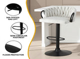 Artiss Bar Stool x4 Kitchen Dining Chair Counter Gaslift Woven Velvet Ivory BA-K-71096-BGX4