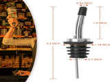 48 Pack Stainless Steel Classic Bottle Pourers Tapered Spout - Liquor Pourers with Rubber Dust Caps V1258-DP02-C-2784