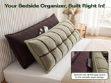 Giselle Bedding Headboard Pillow with Double-Layer Storage Wedge Reading Backrest with Adjustable HBP-GRBTN-CHEN-BRGR-K