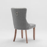 AADEN Modern Elegant Button-Tufted Upholstered Fabric with Studs Trim and Wooden legs Dining Side V226-SW6801GY