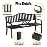 Gardeon Outdoor Garden Bench Seat Loveseat Steel Foldable Table Patio Furniture Black GB-STEEL-TABLE-BK