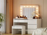 Artiss Dressing Table Set Stool 12 Led Bulbs White FURNI-Q-DRESS01-LED-WH-AB