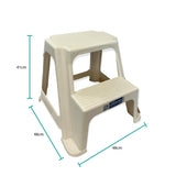Large Two Step Stool 41cm White Plastic Foot Stairs Step Ladder V238-SUPDZ-39701721808976