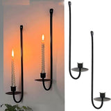 Iron Wall Sconces Set of 2 for Candle Holders - Farmhouse Wall Mount Candle Holder for Living Room V1366-AZ2-W-12997