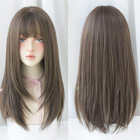 Sleek Long Hair Wig Set With Air Bangs - Cool Style PRL-2004788350DBT_NZ
