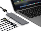 INTACT 9839T Dual USB-C 8-in-1 with Dual HDMIUSB3.0*3USB-C Female PD Power Adapter V28-ELEINT9839T
