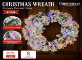 Christabelle 61cm Christmas Wreath Snowy Dorset Pine with Multi-Function LED Lights Tree Door D 112_WFLSD61