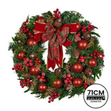 Christabelle Stunning 71cm Christmas Wreath Lush Red Baubles Berries Pine Cones and Bow Front D 112_GUE509