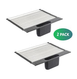 2 Pack Large Stainless Steel Roll Up Dish Drying Rack with Utensil Holder for Home Kitchen LSB-36044