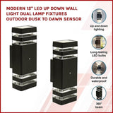 Modern 12" LED Up Down Wall Light dual Lamp Fixtures Outdoor Dusk to Dawn Sensor V63-838751