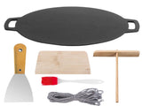 40cm Seasoned Cast Iron Induction Crepes Pan Baking Pancake Tool Pizza Bakeware V324-CS2-FLATPAN-40CM