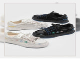 Casual Sneakers Embroidered Sneakers Four-Leaf Clover Shoes Comfortable - White - Size 10 V1102-M-SHOE-88429-WHIT-10AU10EU43