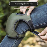 Green Garden Knee Pads and Gardening Gloves Set - Adjustable Neoprene Knee Protectors with Daisy V888-ELOSUNG56412