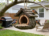 Vintage Treehouse Shape Bird Feeder - Bird House Feeder, Open Design Resin Feeding Birdhouse, V1370-AZ4-15915