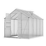 Green Fingers Greenhouse 2.42x2.5x2.26M Aluminium Double Doors Green House Garden Shed GH-ALU-C-242X250-DOU-AB