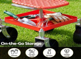 Gardeon Garden Cart Seat Rolling Stool 360 Swivel Height Adjustable Heavy Duty Red GCT-4W-RD