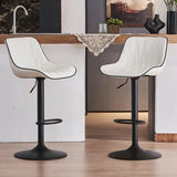 SERENIT White Modern Height Adjustable Swivel Bar Stools Upholstered Leather Barstool Kitchen V255-BS8409-WHITE