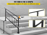 Iron Handrail Stair Railing Hand Rail Kit 1-4 Steps Outdoor Black w/ Bars V952-TZFGZXSLZFSD4JWFNV0