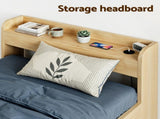 Artiss King Single Bed Frame with 2 Drawers Platform Bed with Headboard Bed Base with USB Ports WBED-F-AURA-KS-WD-AB