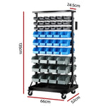 Giantz 90 Storage Bin Rack Stand Double-sided Wheels BIN-RACK-90-AB