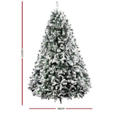 Jingle Jollys Christmas Tree 2.4M Xmas Tree Decorations Snow Flocked 1500 Tips XM-TR-FULL-8F-GS