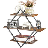 3 Tier Diamond Metal Floating Shelves Wall Mounted Display V178-66785