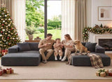 Artiss Modular Sectional Sofa Bed U-Shape 4-Seater Couch Chaise Ottoman Corduroy SB-C-CDF-L-GY-AB