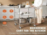 Kitchen Utility Cart, 3 Tiers, Wire Rolling Cart with 213kg Capacity, Steel Service Cart on Wheels, V952-LLCFTCCB20X24IGJ4V0