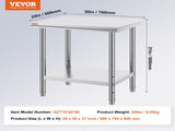 Commercial Worktable & Workstation 24 x 30 x 32 Inch Stainless Steel Work Table Heavy Duty V952-60X76X80CFGZTTZT1V0