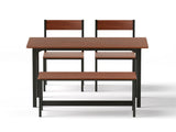 Artiss Dining Table and Chairs Set of 4 Storage Bench Kitchen Furniture Walnut DSET-U-5280-BR