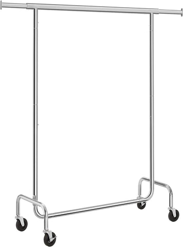 SONGMICS Heavy Duty Clothes Rack on Wheels Metal Chrome Extendable V227-8498101000080