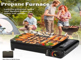 Portable Gas Grill with Removable Grate & Carry Case Dual Fuel Outdoor Stove for Camping, Backyard V1107-CS-BXSKSSKL