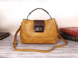 Vintage Yellow Leather Handbag - Elegant Multi-Functional Design V888-ELOSUNG33157