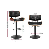 Artiss 2x Bar Stools Gas Lift Leather All Black BA-TW-8045A-BKX2