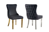 Paris Black Velvet & Gold Polished Steel Upholstered Dining Chairs Tufted Back - Set of 2 V292-DC-PARIS-BLACK-GOLD