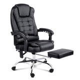 Artiss 8 Point Massage Office Chair PU Leather Footrest Black MOC-9MJ-BK-COMBO