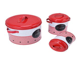 3 Pcs Canister Set Large Capacity Red White Round Bucket Farmhouse Kitchen Candy Snack Metal V1294-YM0523-3118220043011