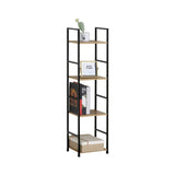 CARLA HOME 4 Tier Bookshelf - Wood Metal Display Shelf - Brown - Rustic - Steel - Living Room Office V178-36411